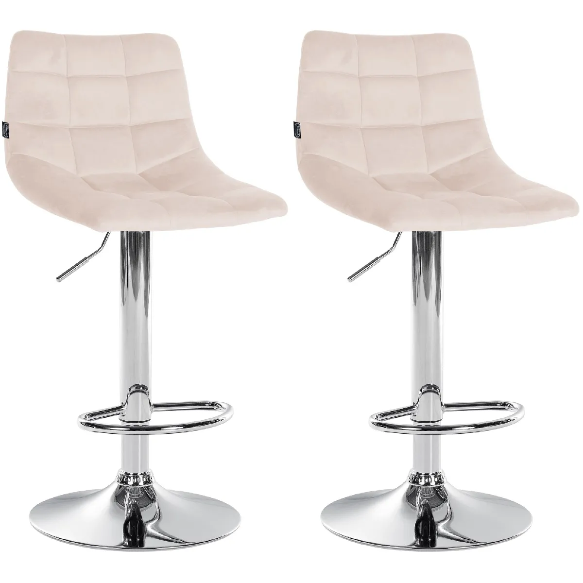 Decoshop26 Lot de 2 tabourets de bar velours - Beige
