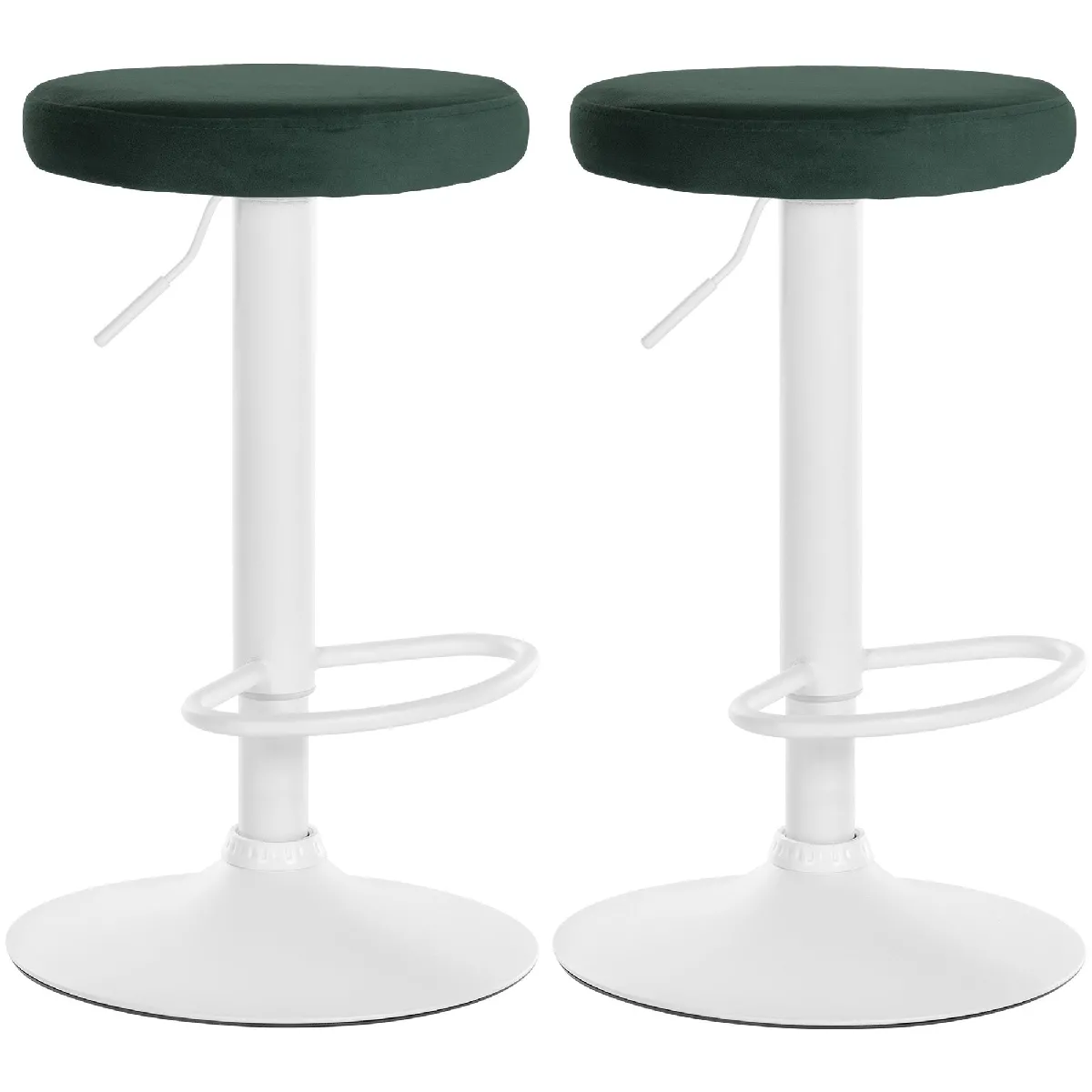 Decoshop26 lot de 2 tabourets de bar velours - Blanc