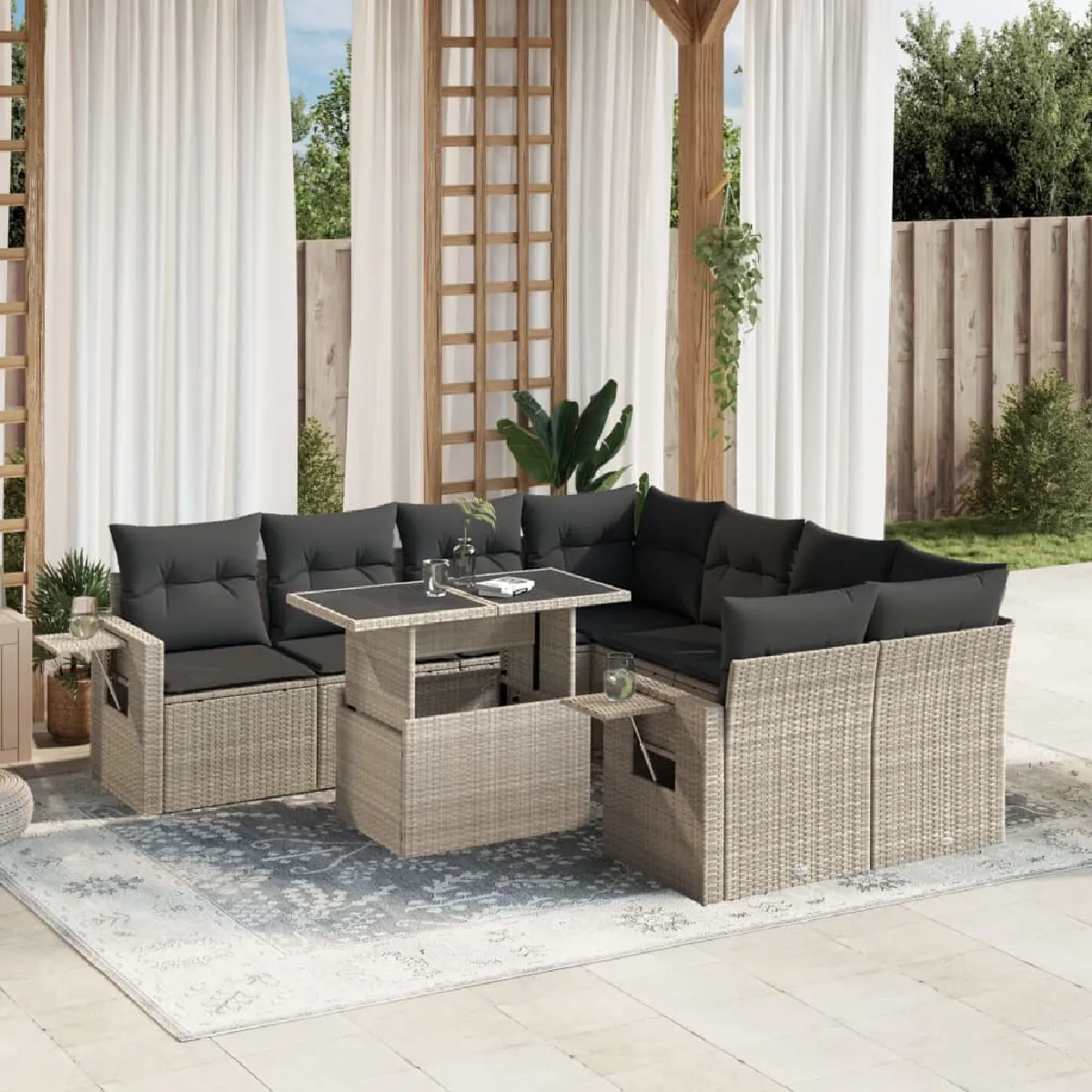 vidaXL Salon de jardin 9pcs Résine Tressée - vue 5