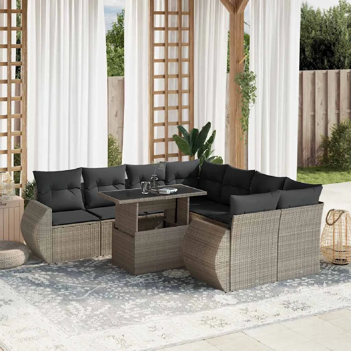 vidaXL Salon de jardin 9pcs Résine Tressée - vue 3