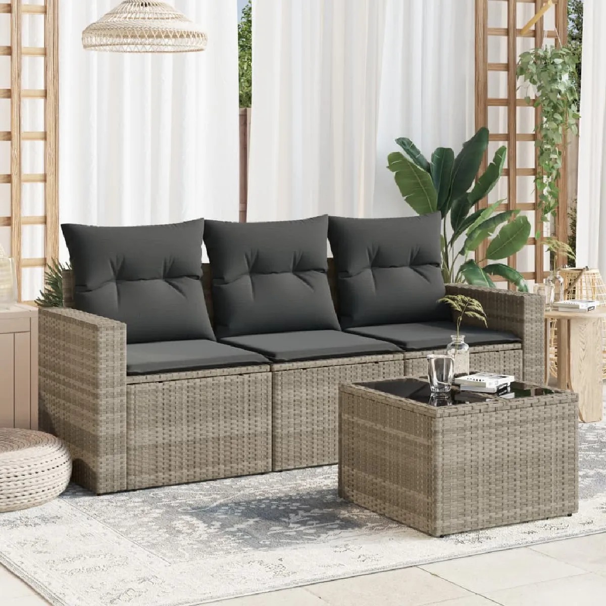 Salon de jardin VIDAXL 4 pcs résine tressée - vue 8