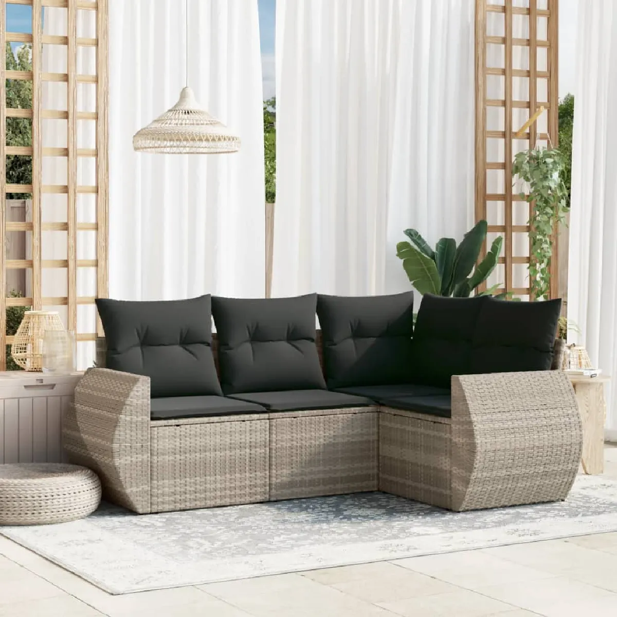 vidaXL Bois de Pin Salon de Jardin 4 pcs avec Coussins Mobilier de Patio Meubles d'Extérieur Mobilier de Jardin Meubles de 3096105 - vue 9
