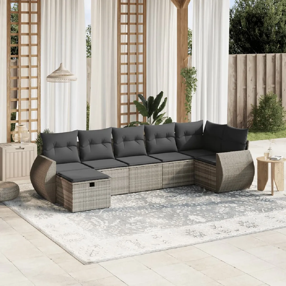 VIDAXL - Salon de Jardin - 7 Pièces - Gris - Image 3