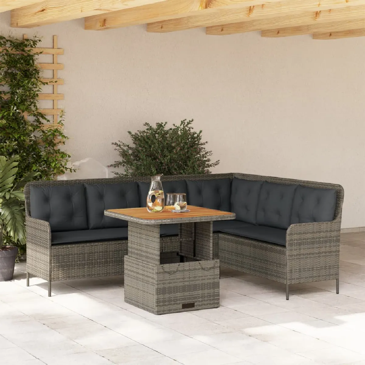 vidaXL Salon de jardin 2 pcs avec coussins
