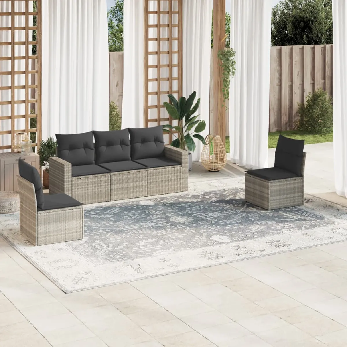 VIDAXL Salon de jardin avec coussins 5 pcs - vue 3