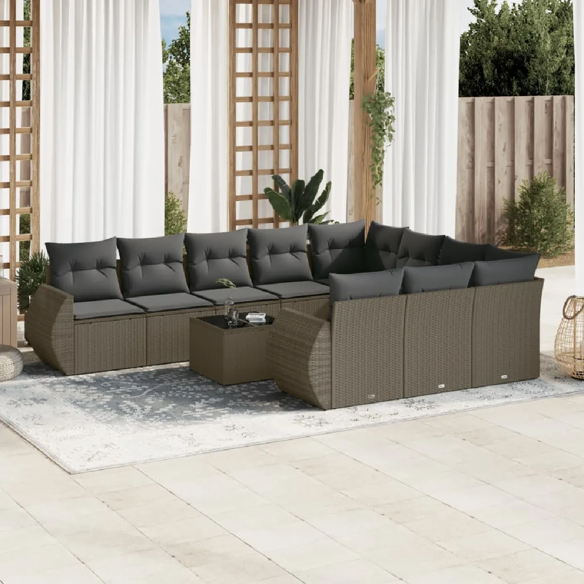 VIDA Salon de jardin avec coussins 11 pcs - vue 2