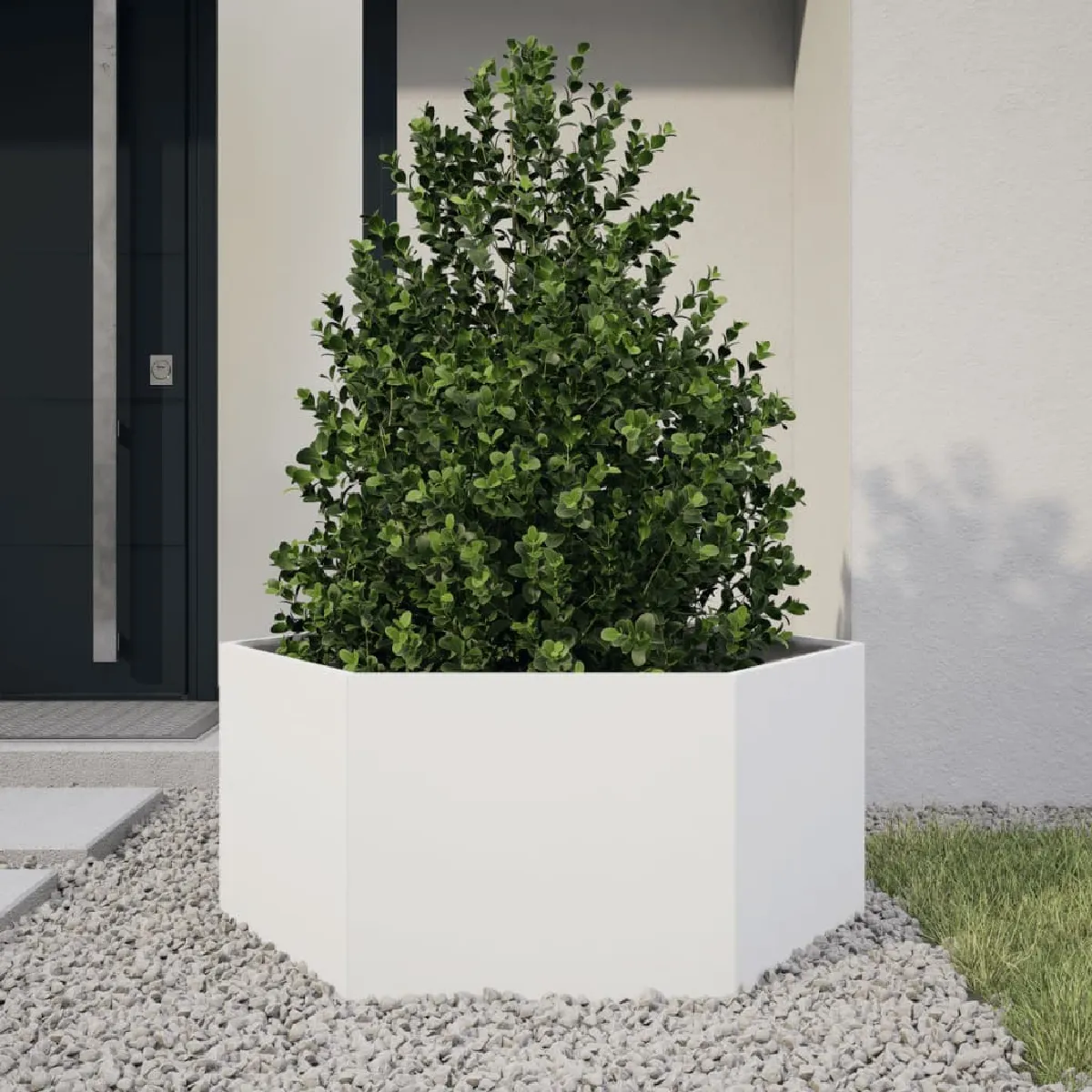 Non Communiqué Blanc Jardinière Hexagone 104X90x45 Cm Acier - Image 3