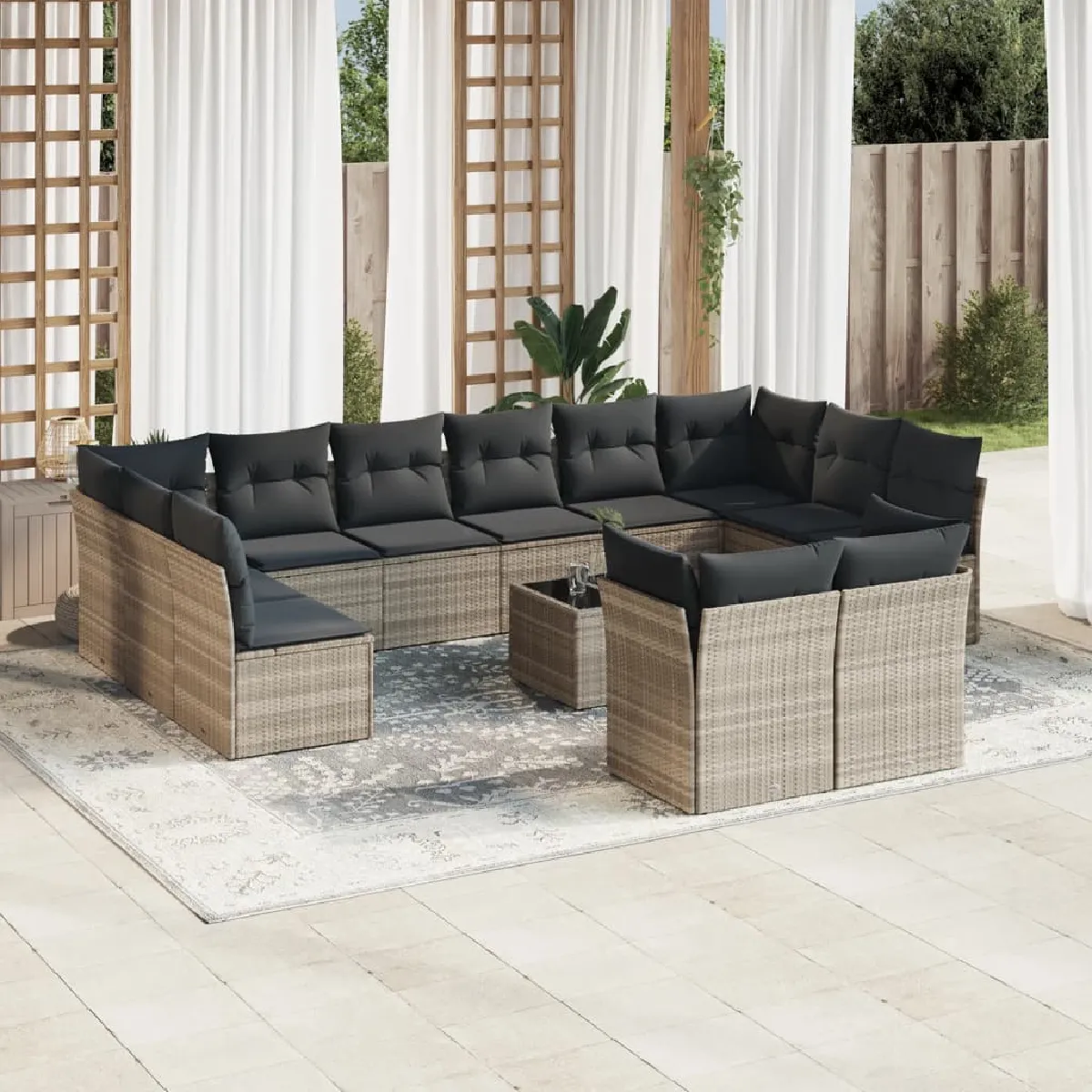 Vidaxl Ensemble Salon de Jardin 13 pcs Résine Tressée