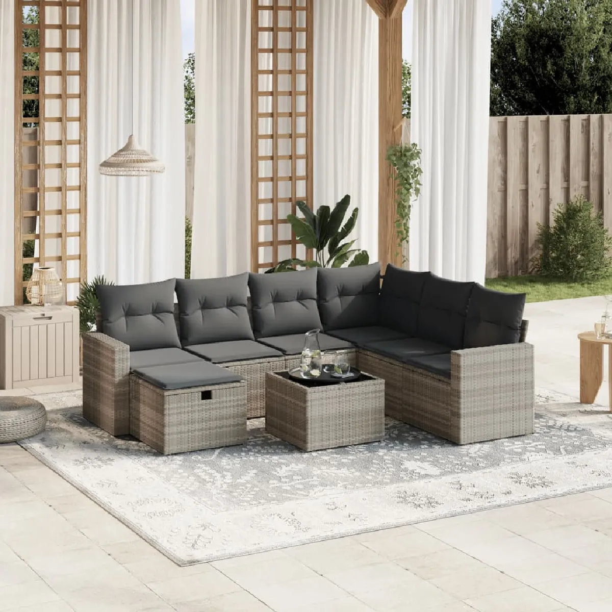 VIDA Salon de jardin 8 pcs avec coussins
