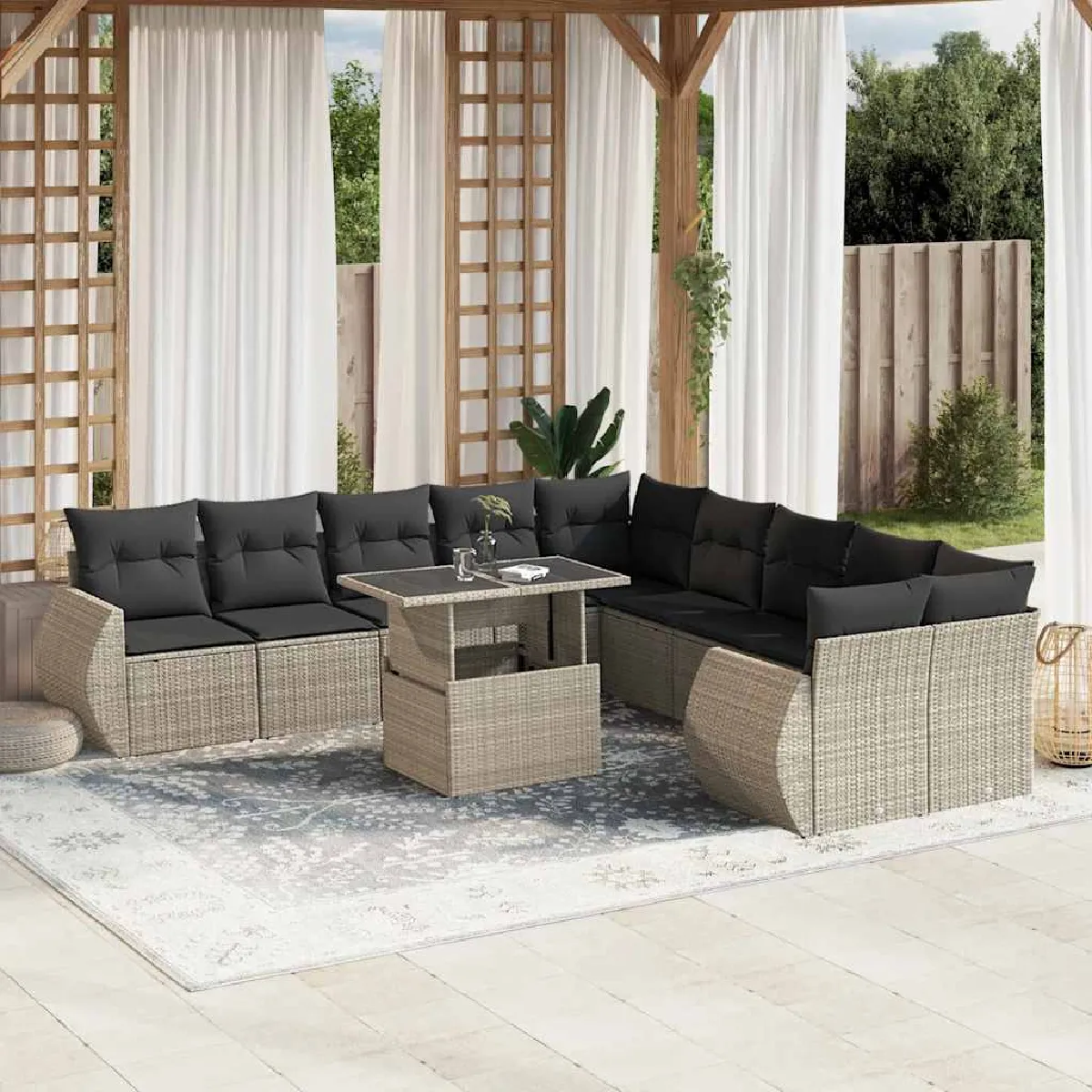 vidaXL Ensemble Salon Jardin 11 pcs