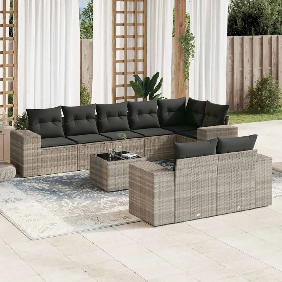 vidaXL 9 pcs salon de jardin résine tressée - vue 3