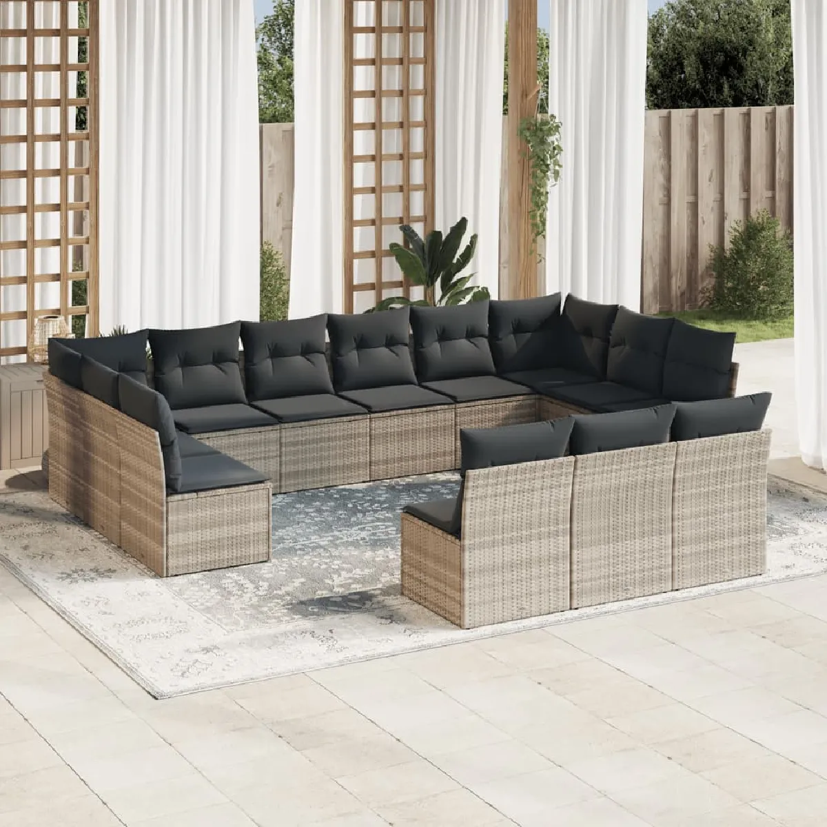 vidaXL Salon de jardin avec coussins 13 pcs - vue 4