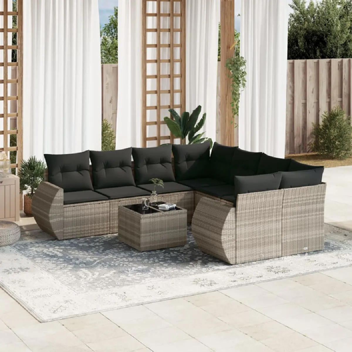 vidaXL Ensemble salon de jardin 9 pcs - vue 2
