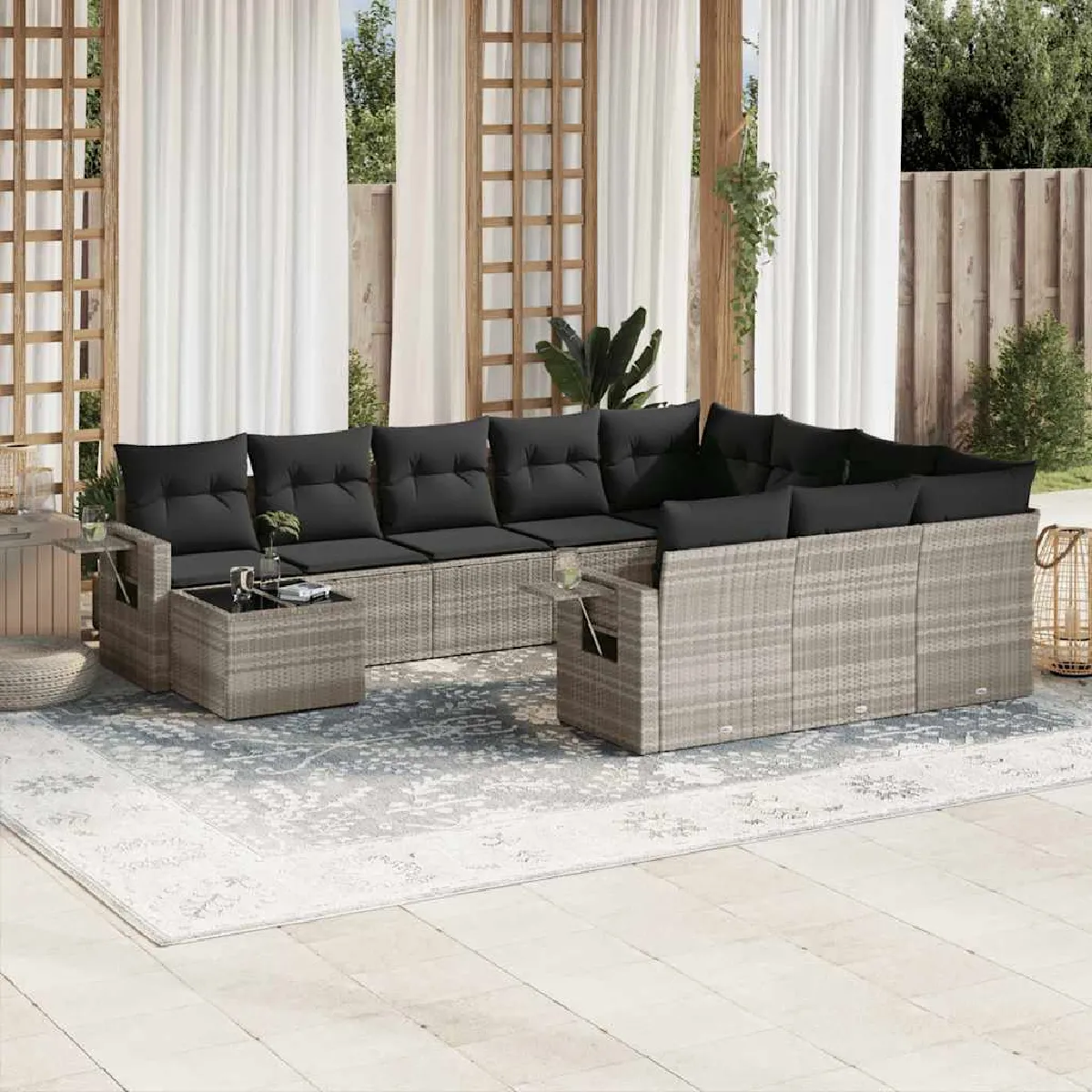 VIDAXL Salon jardin résine tressée 11 pièces