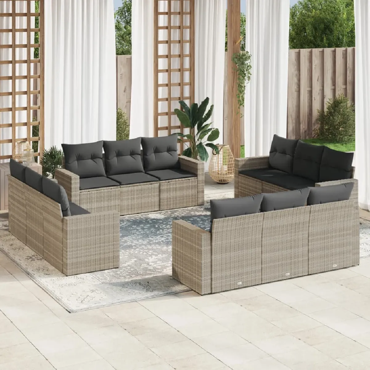 VIDAXL Salon de jardin 12 pcs avec coussins - vue 7