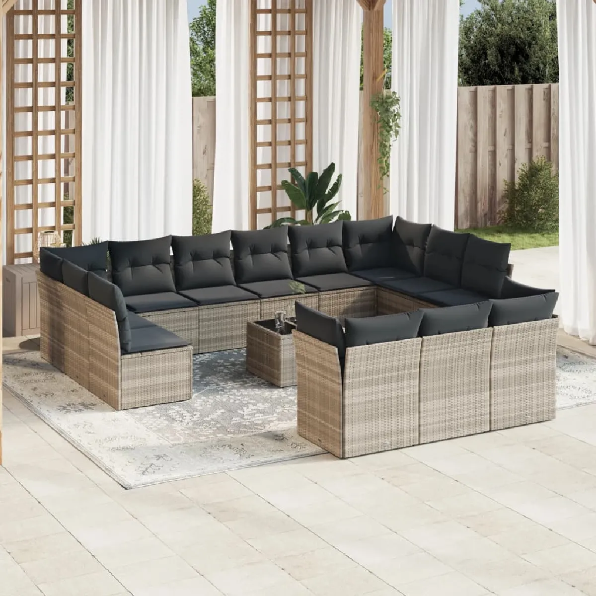 Salon de jardin avec coussins 14 pcs - vue 8