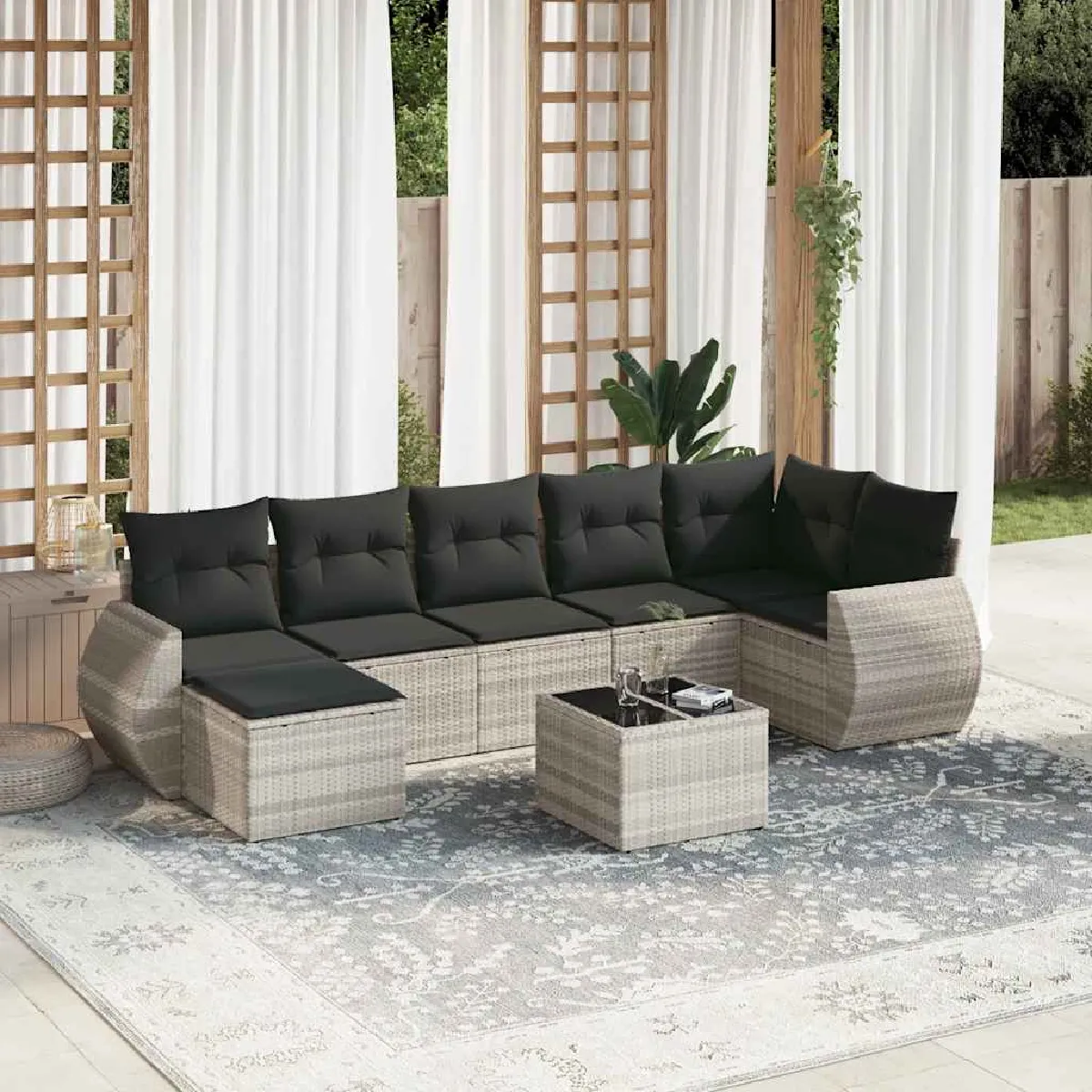 vidaXL Ensemble Salon de Jardin 8 pcs Résine Tressée - vue 3