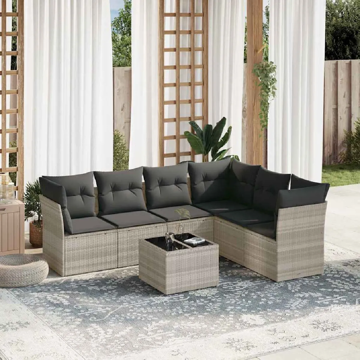 vidaXL Salon de jardin 7 pcs avec coussins - vue 8