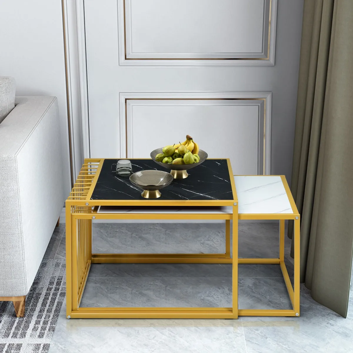 Meilleurs prix pour Tables gigognes marbre artificiel - Set de 2