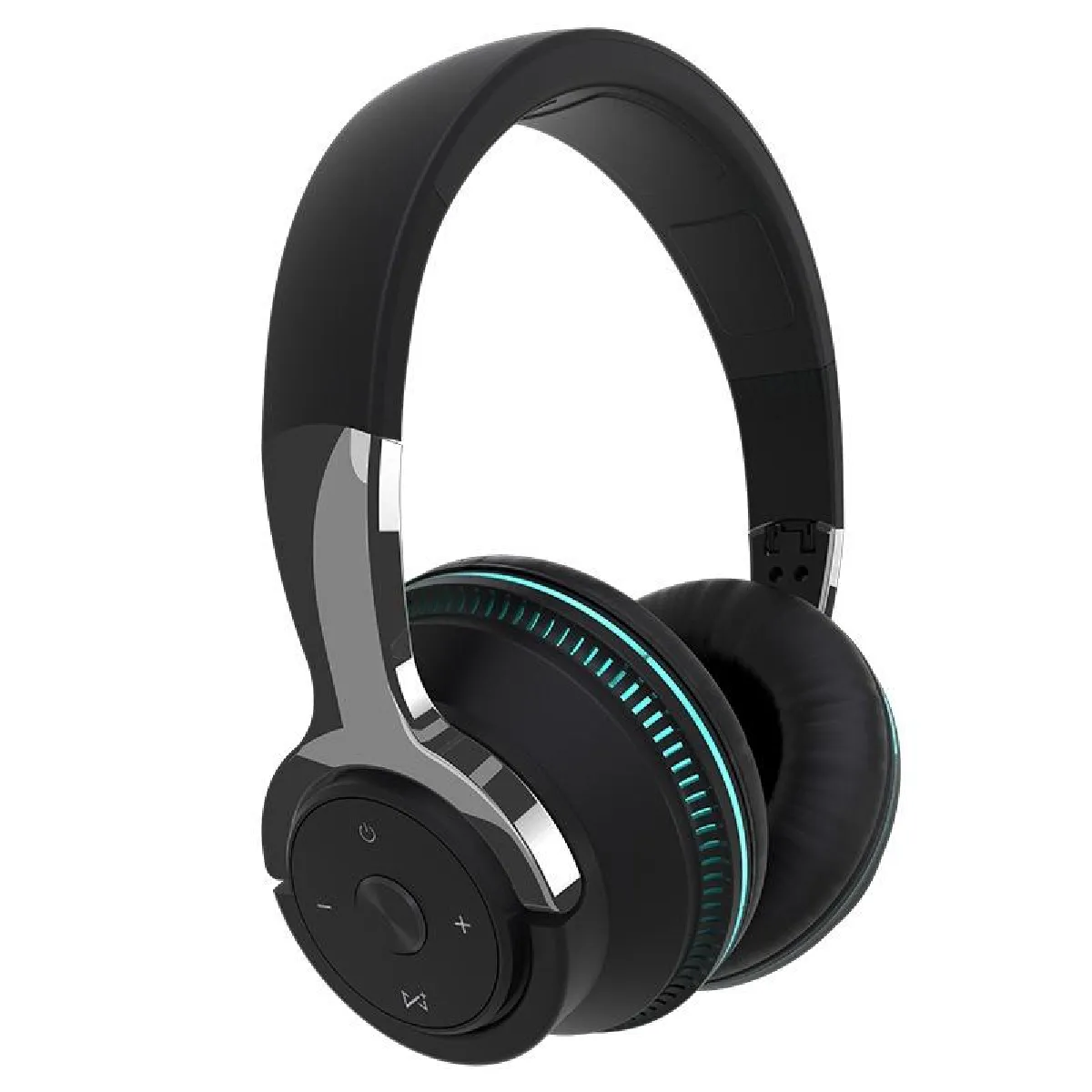 Yonis Noir Casque Audio Sans Fil Pliable Avec Basses Puissantes Et Lumières Colorées