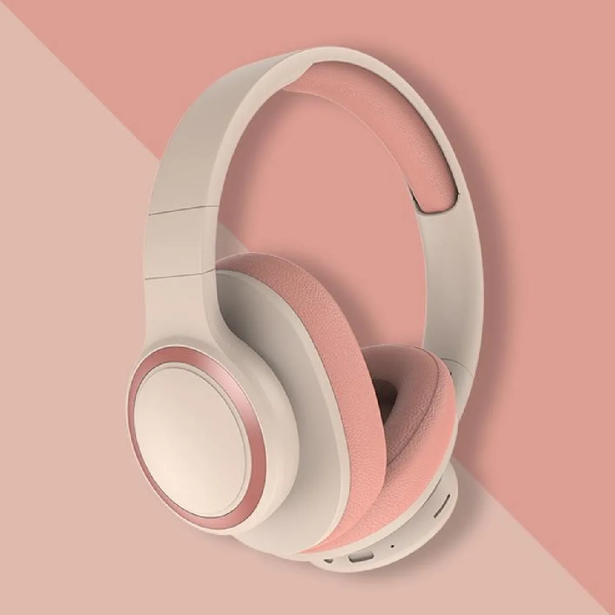 Non Communiqué Rose Casque Audio Bluetooth Sans Fil Réduction De Bruit 49H Autonomie Couleur Abricot Yonis - Image 3