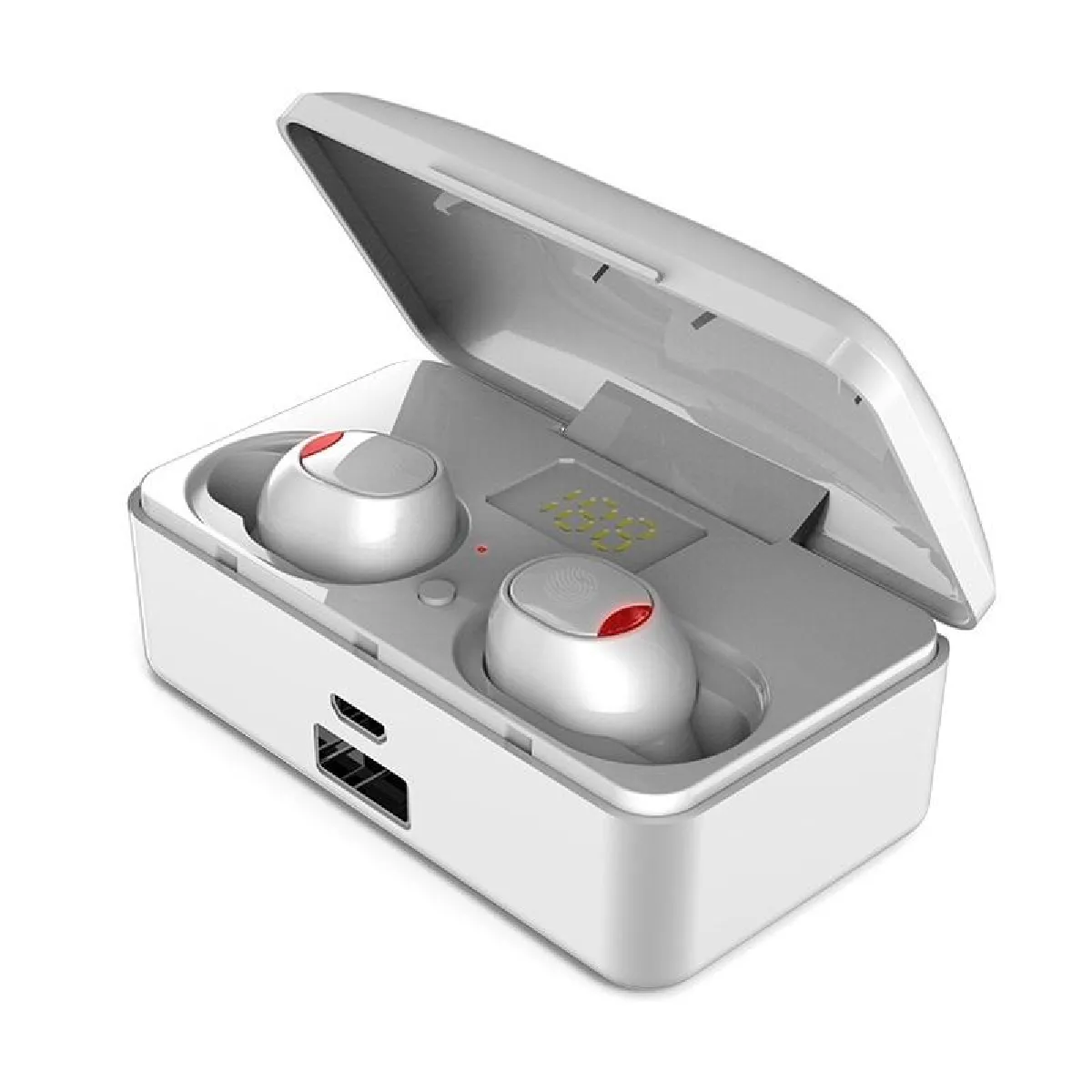 YONIS - Écouteurs Bluetooth 5.0 - Sans Fil - Boîtier de Charge avec Affichage Numérique - Blanc - Image 2