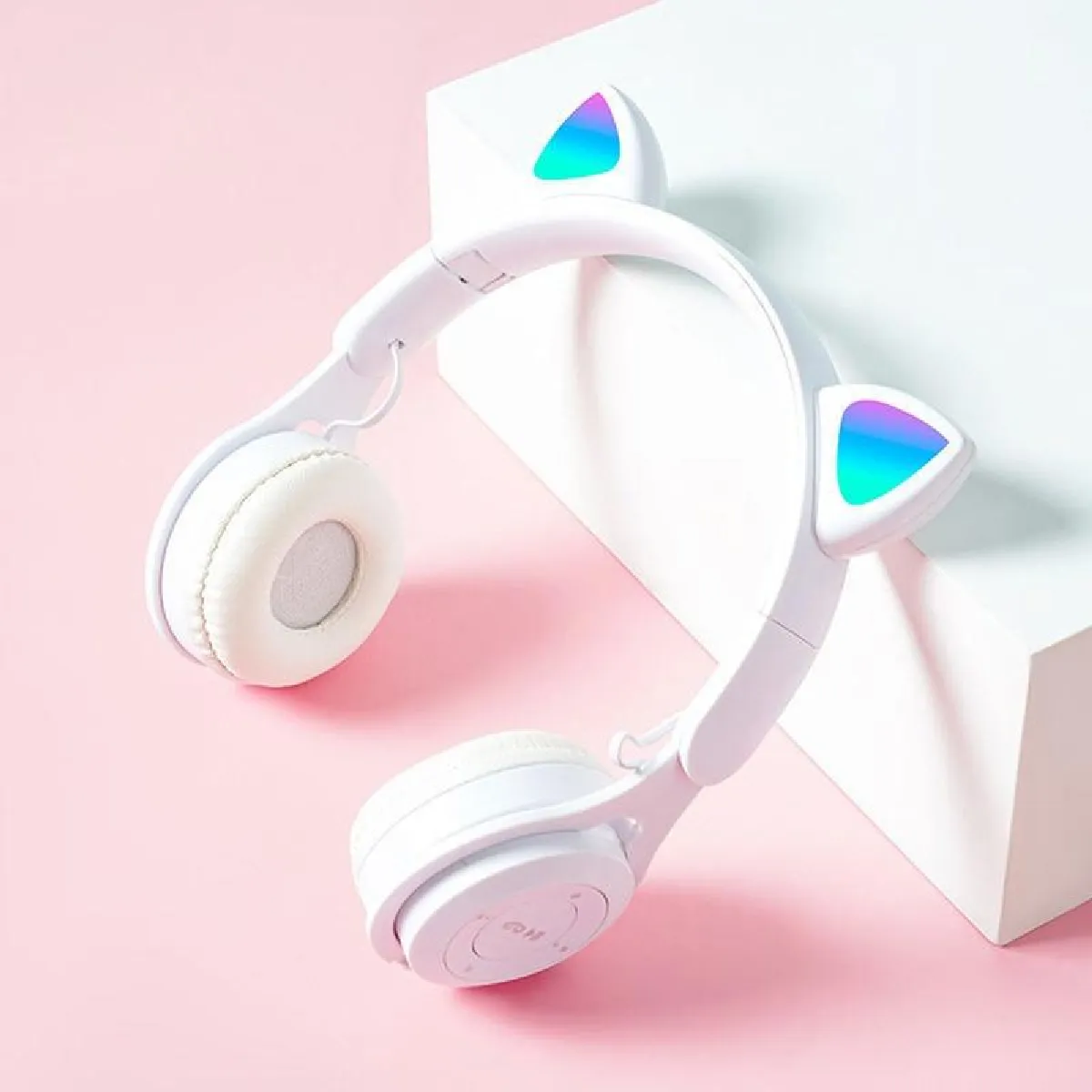 Yonis Blanc Casque Audio Led Pliable Bluetooth