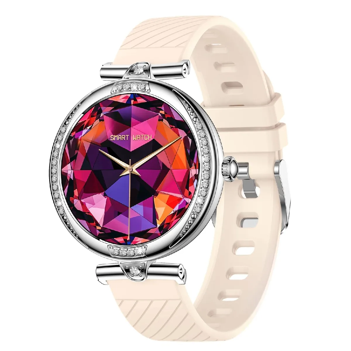 Yonis Argent Montre Connectée Or Ecran Amoled 1.19' Santé Bluetooth Appels Notifications - Image 2