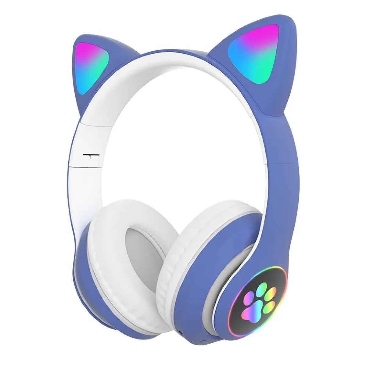 Yonis Bleu Casque Audio Bluetooth 5.0 Oreilles De Chat Rgb Stéréo Avec Réduction De Bruit