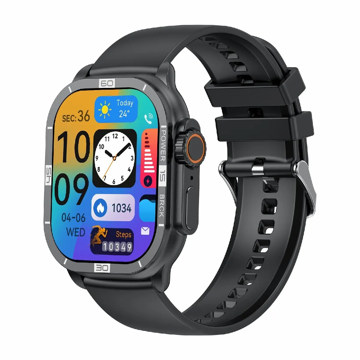 Yonis Orange/Noir Montre Connectée Sport Étanche Avec Appels