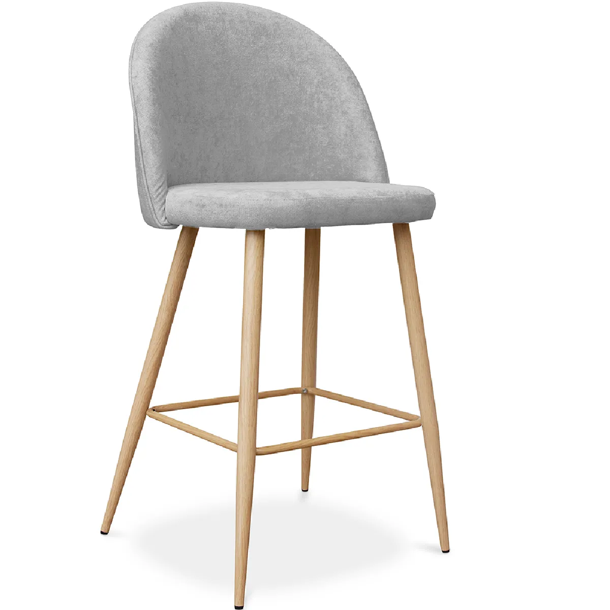 Tabouret tapissé en tissu design scandinave 66cm Evelyne Jaune - vue 10