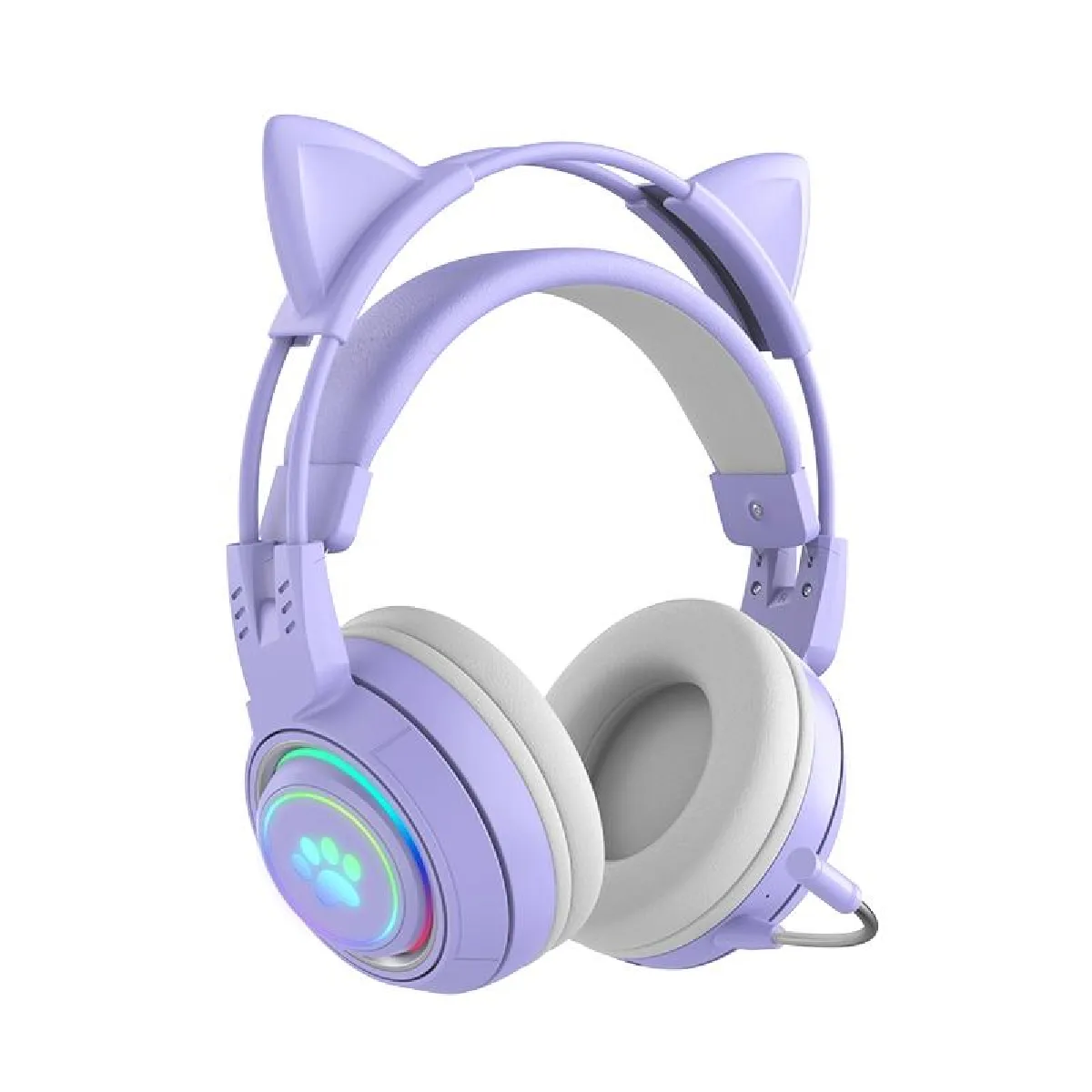 Yonis Violet Casque Audio Stéréo Bluetooth Sans Fil Oreilles De Chat Avec Micro Détachable