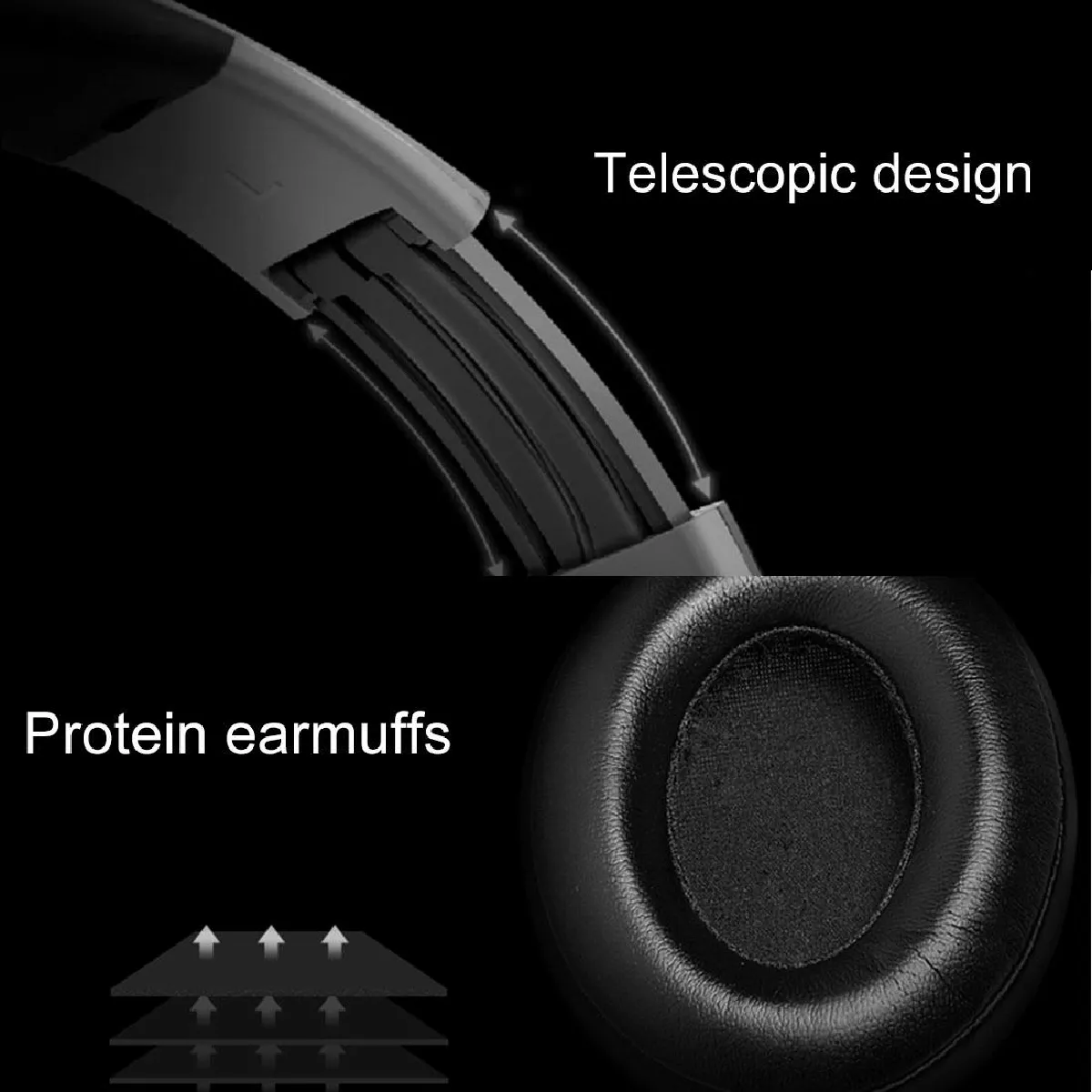 YONIS  Casque Audio Bluetooth Sans Fil LED - Bleu