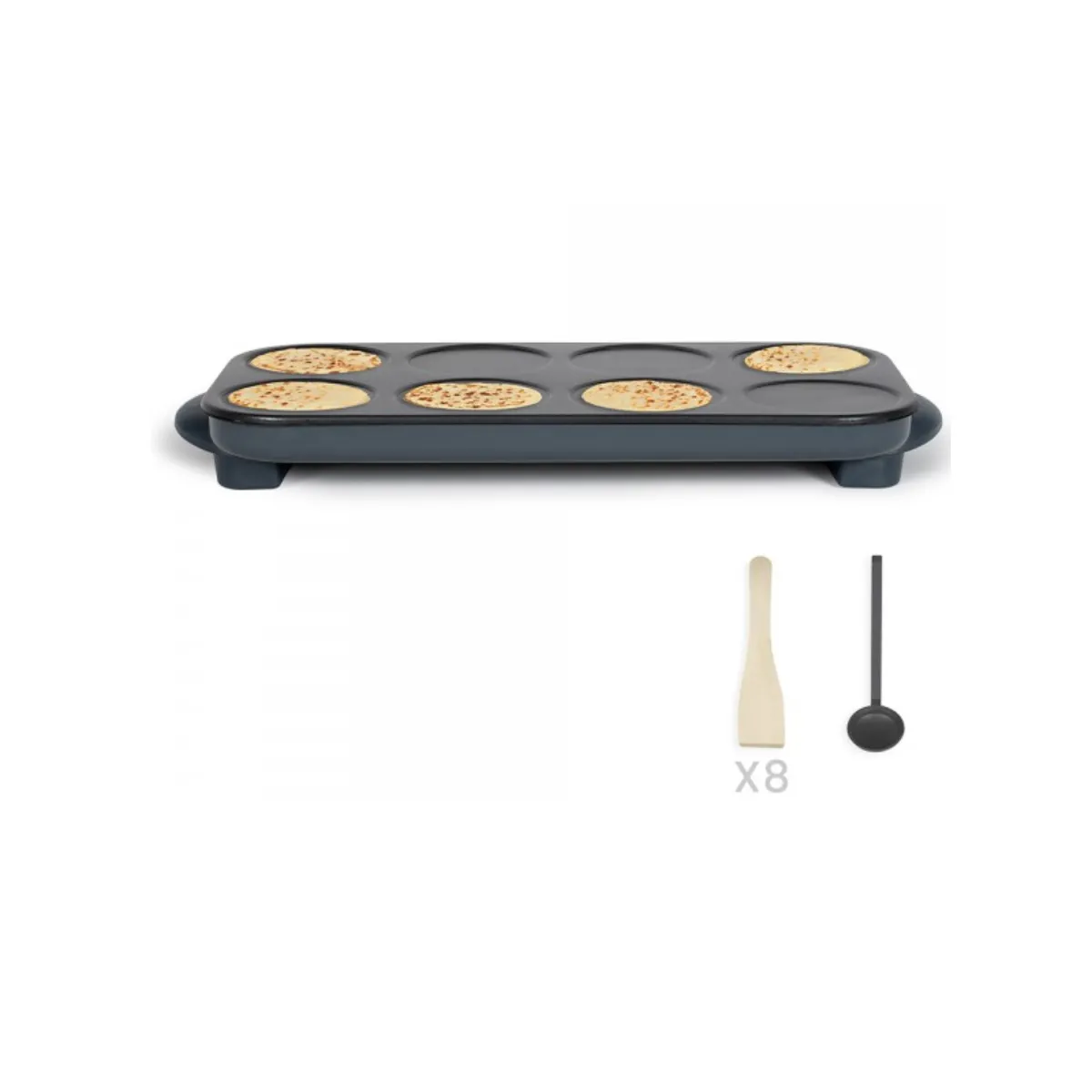 Joom Livoo Maxi Crêpes Party - Doc186g - 1500 W - 8 Mini Crêpes Ø 12 Cm - Revêtement Antiadhésif - Noir Gris - Image 4