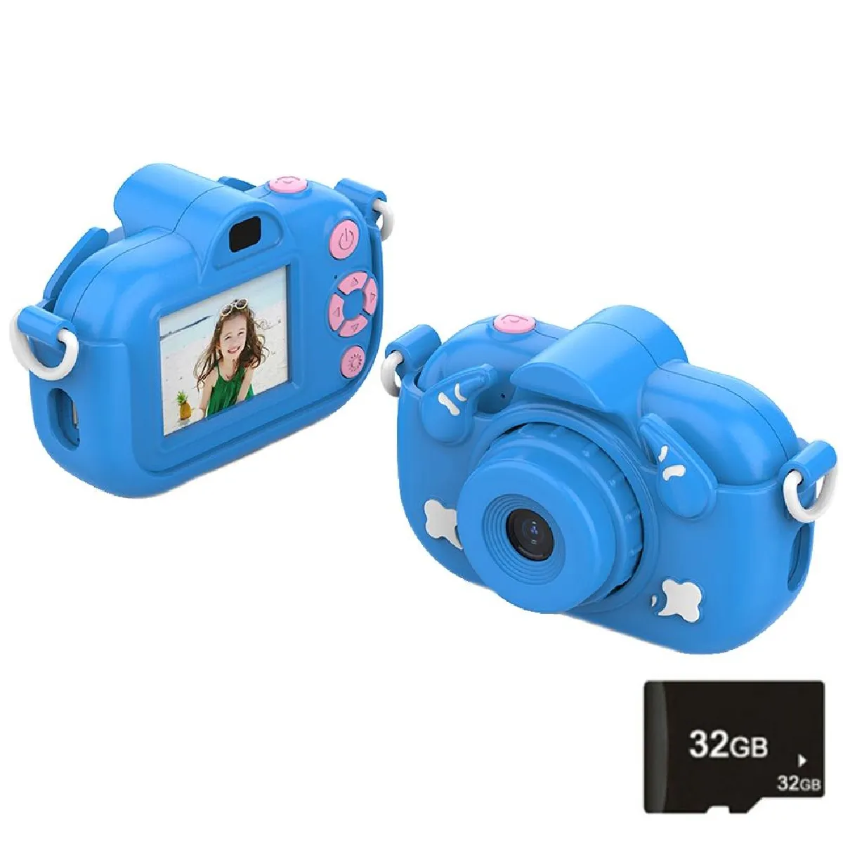 Yonis Bleu Appareil Photo Numérique Enfant 4X Zoom Hd Écran 2 Pouces 32G 12Mp