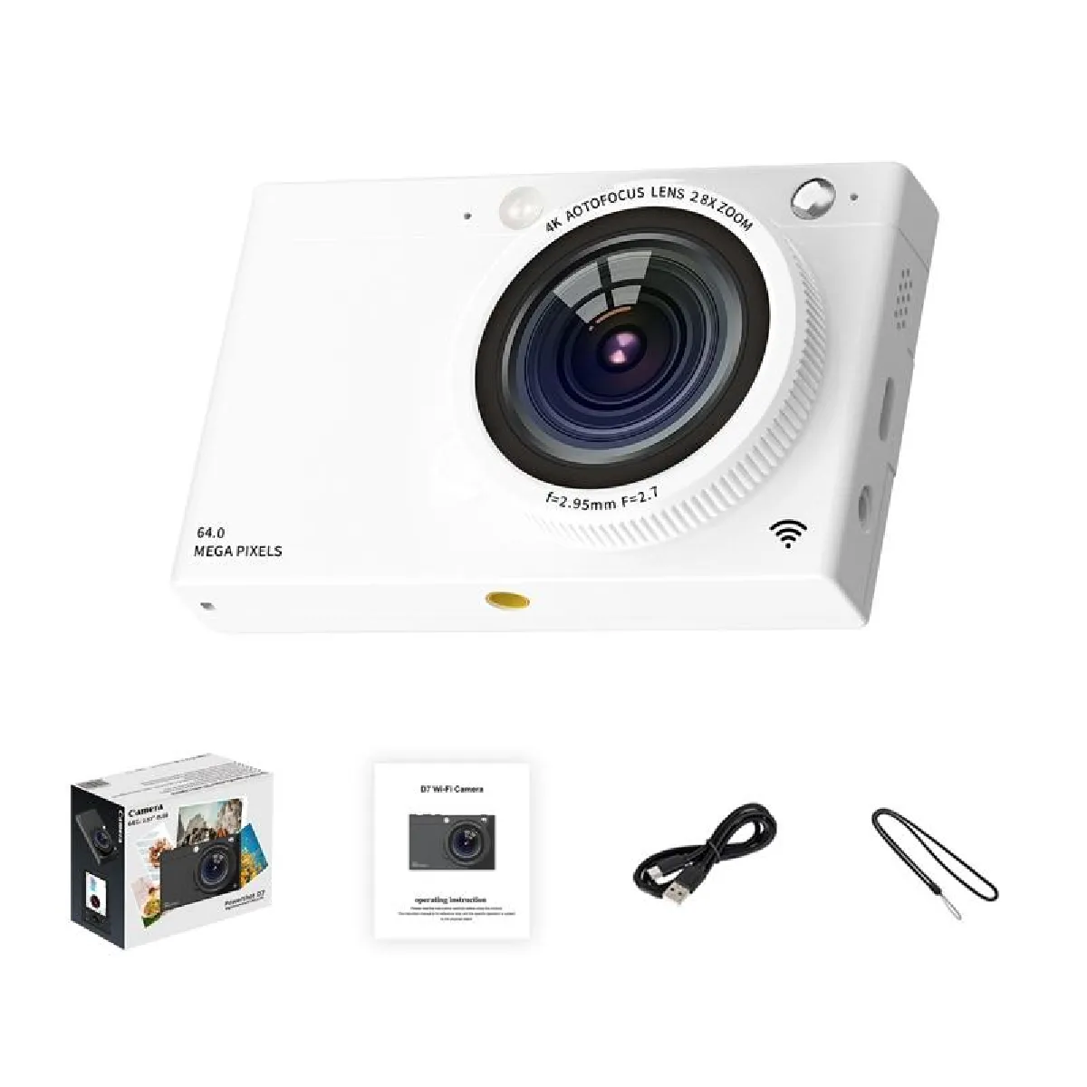Yonis Blanc Caméscope Numérique 4K 64Mp Wifi