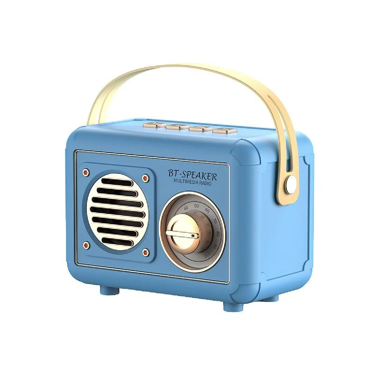 Non Communiqué Bleu Mini Enceinte Bluetooth Rétro Portable Avec Radio Fm Et Usb Sky Blue Yonis - Image 2