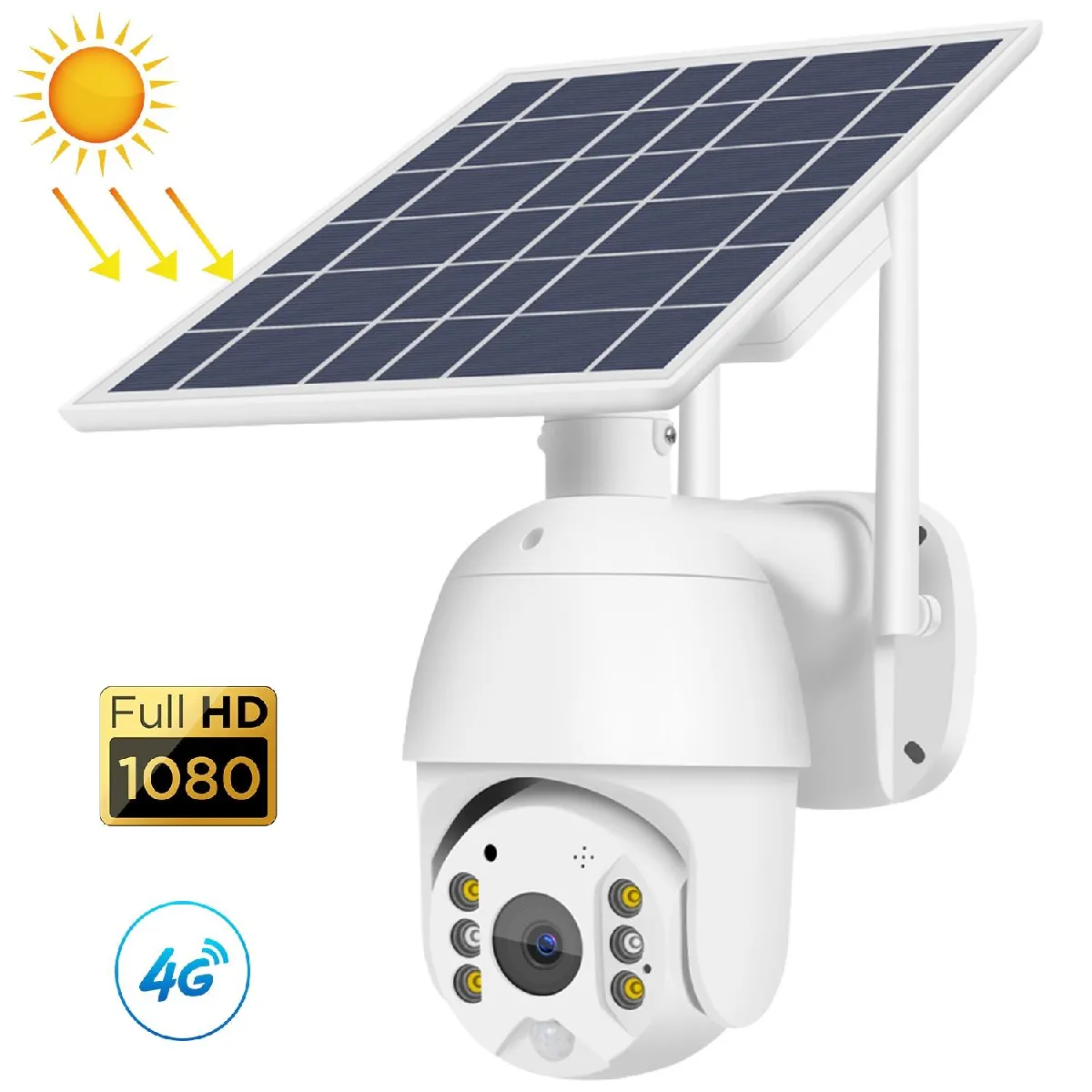 Yonis Camera Ip 1080P Hd Solaire Vision Nocturne Audio Bidirectionnel Pir Radar