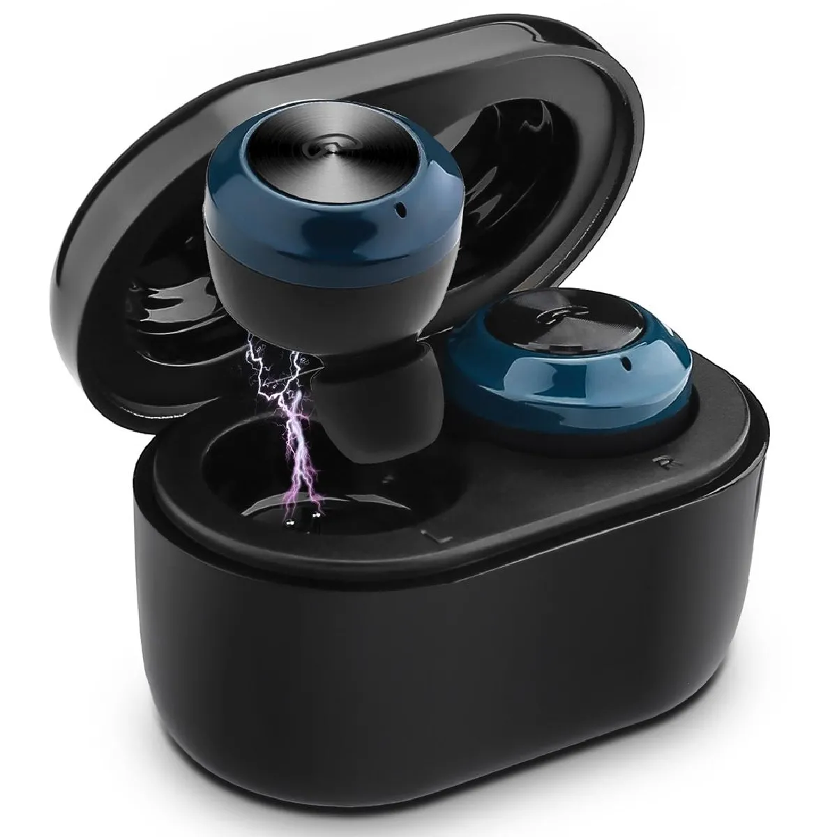 YONIS - Écouteurs Bluetooth 5.0 - Sans Fil - Noir et Bleu - Image 2