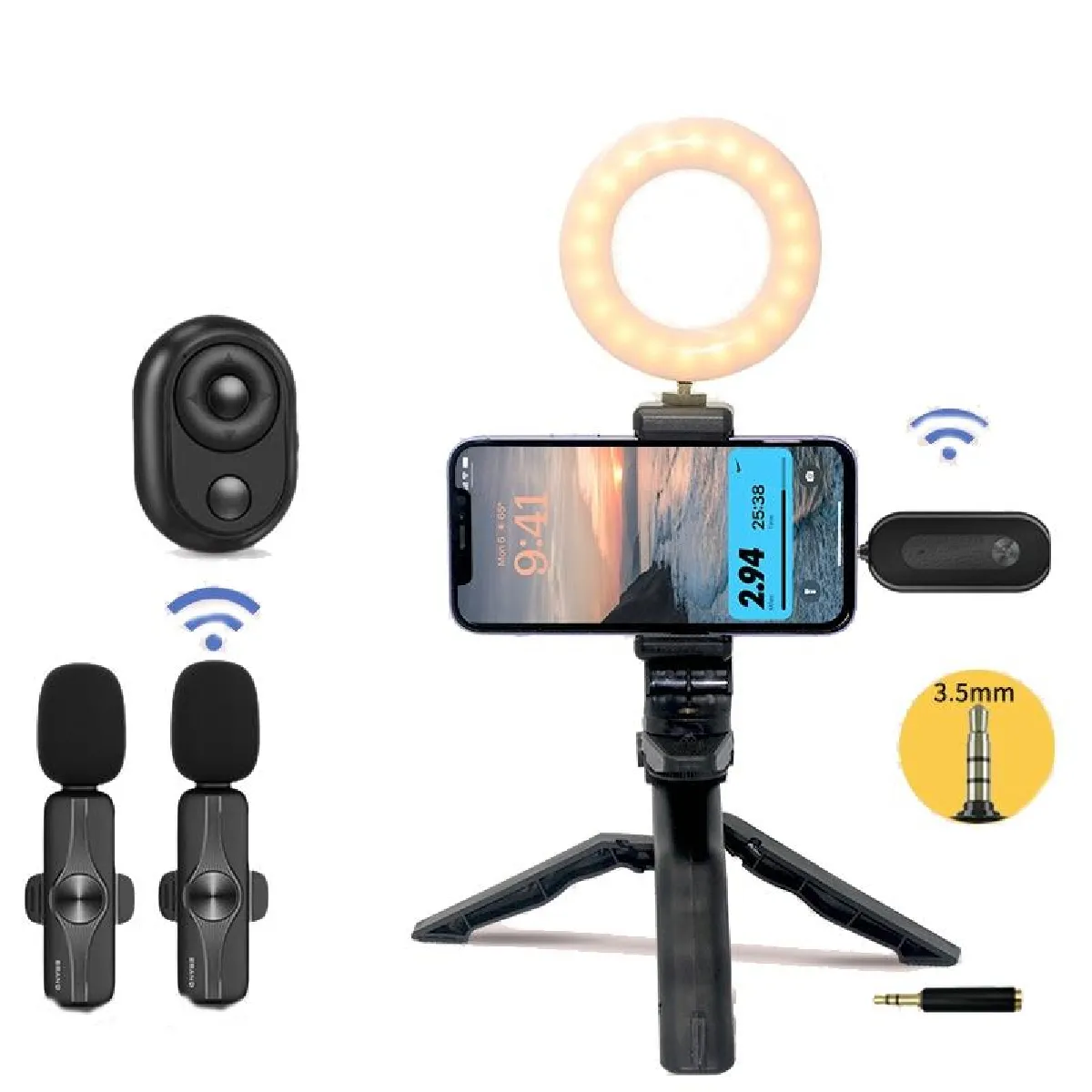 Yonis Microphone Sans Fil Avec Trépied