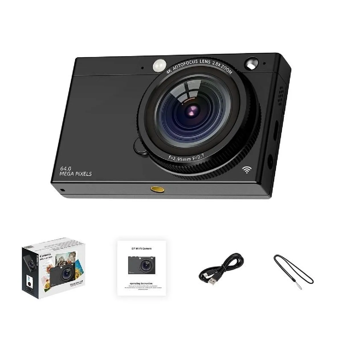 Yonis Noir Caméscope Numérique 4K 64Mp Wifi
