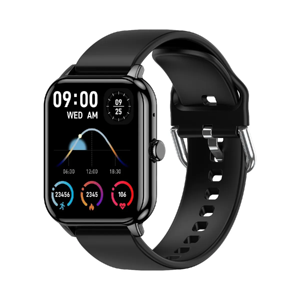 Yonis Argent/Noir Montre Connectée Ecran Ips 1.9 Pouces Appels Bluetooth Santé Ée - Image 2
