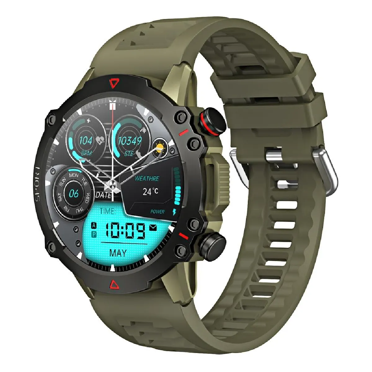 YONIS - Montre Connectée - Appel Bluetooth - Suivi Santé - Étanche - Vert - Image 2