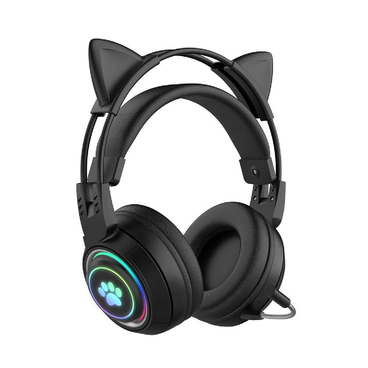 Yonis Casque Audio Sans Fil Oreilles De Chat Rgb