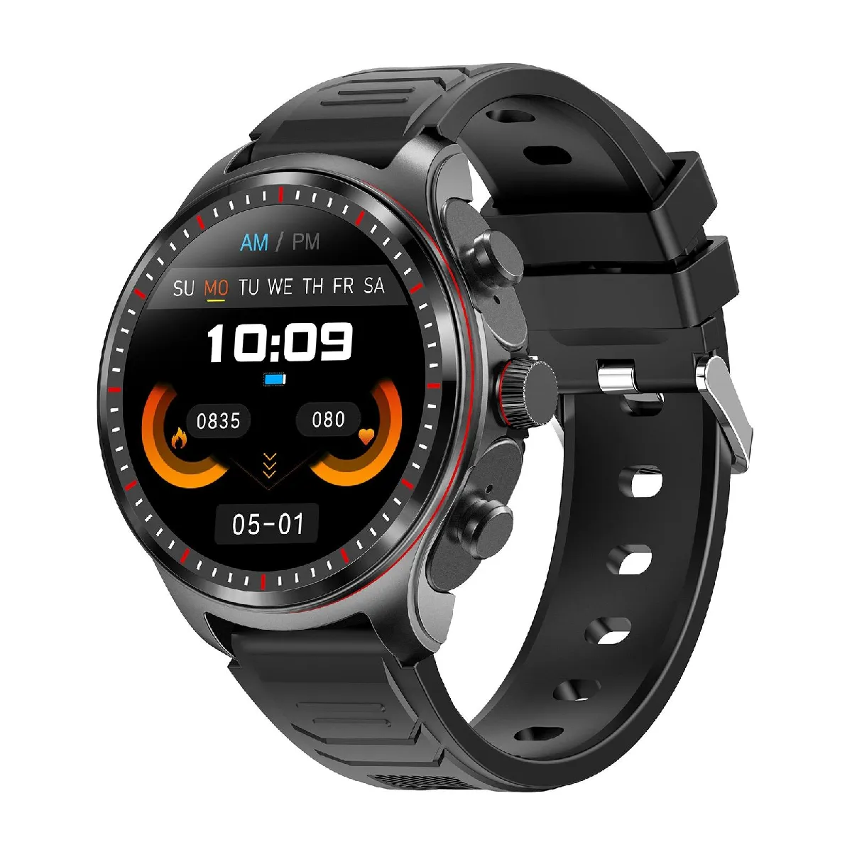 Yonis Noir Montre Connectée Étanche Avec Écouteurs Bluetooth