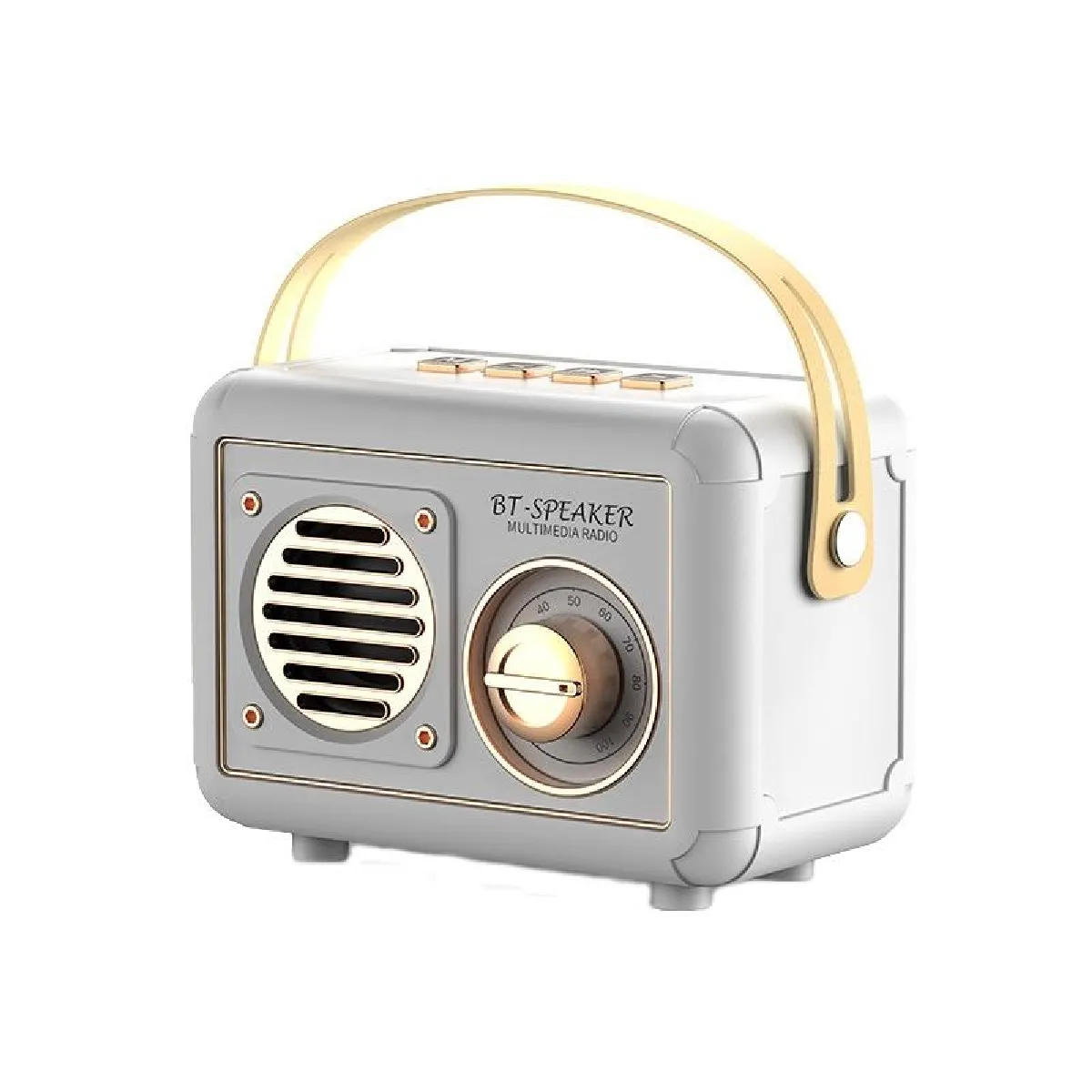 Yonis Blanc Mini Enceinte Bluetooth Rétro Portable Avec Radio Fm Et Usb Sky Blue - Image 3