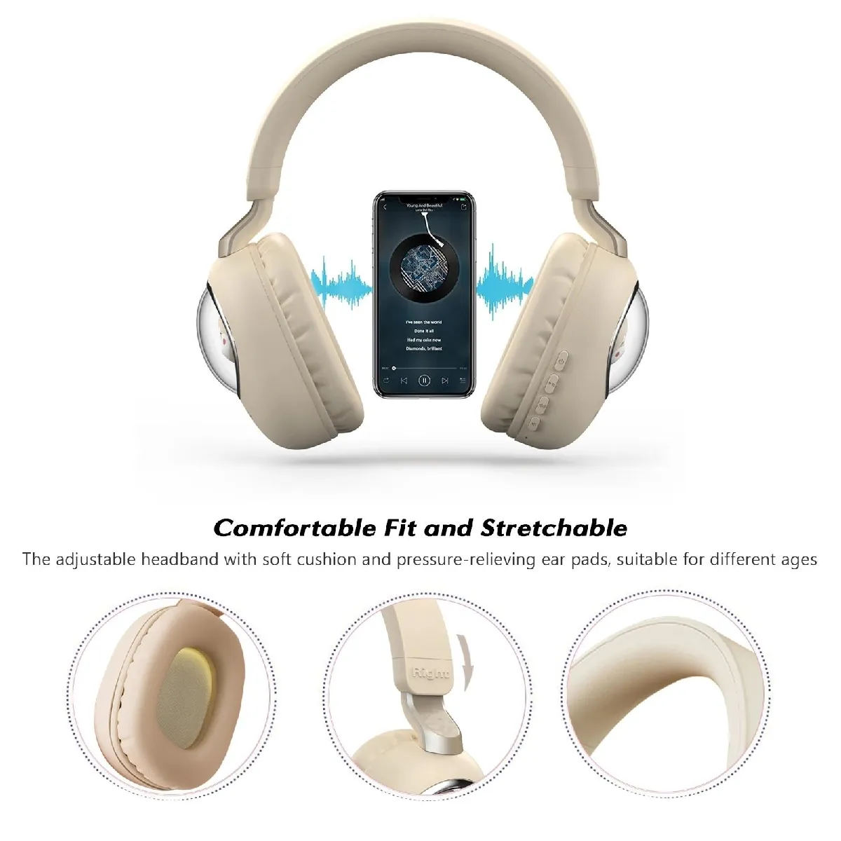 Yonis Noir Casque Audio Sans Fil Bluetooth Enfant Confortable Et Pliable Longue Autonomie - Image 3