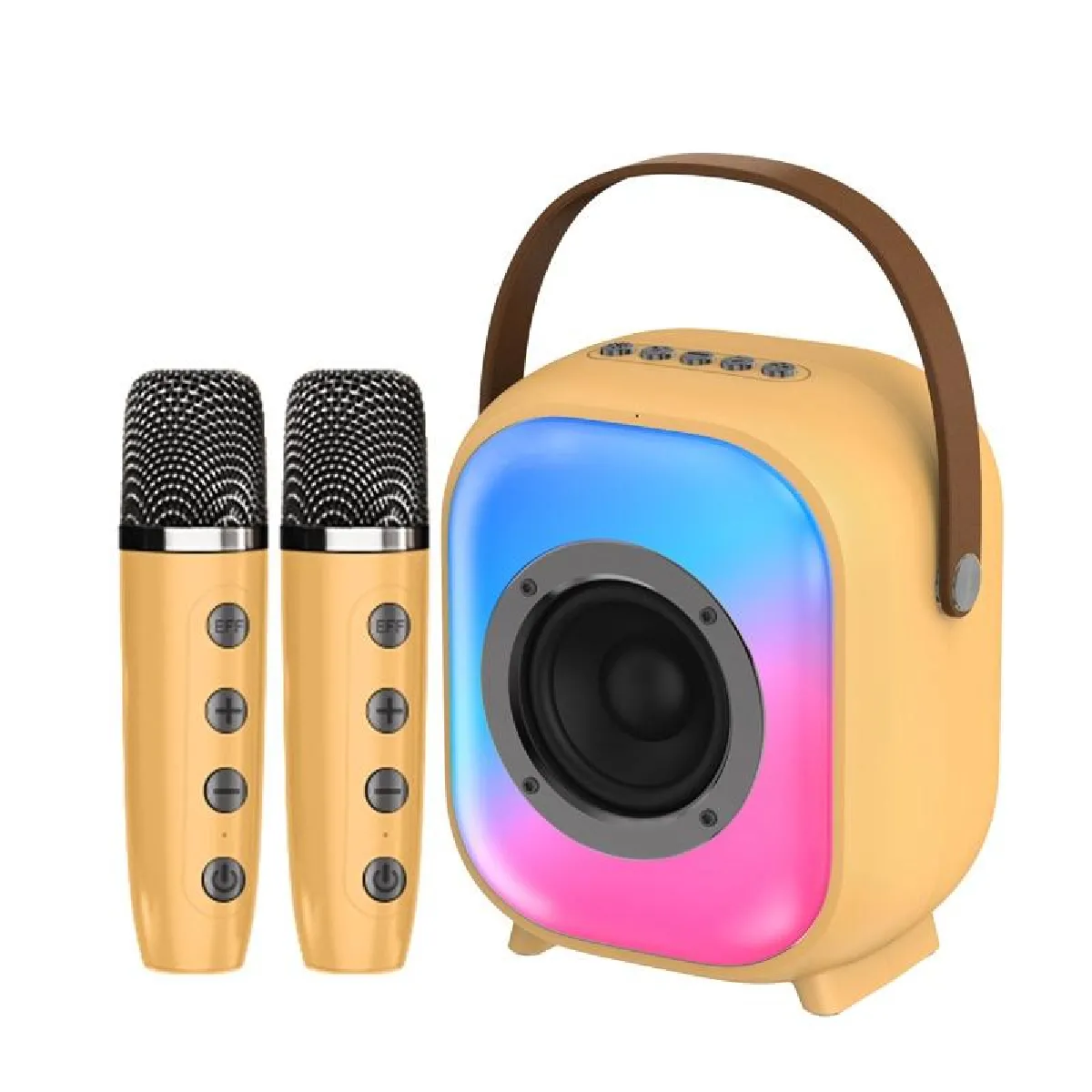 Yonis Blanche/Marron Enceinte Bluetooth Portable Avec Effets Lumineux Pour Karaoké - Image 3