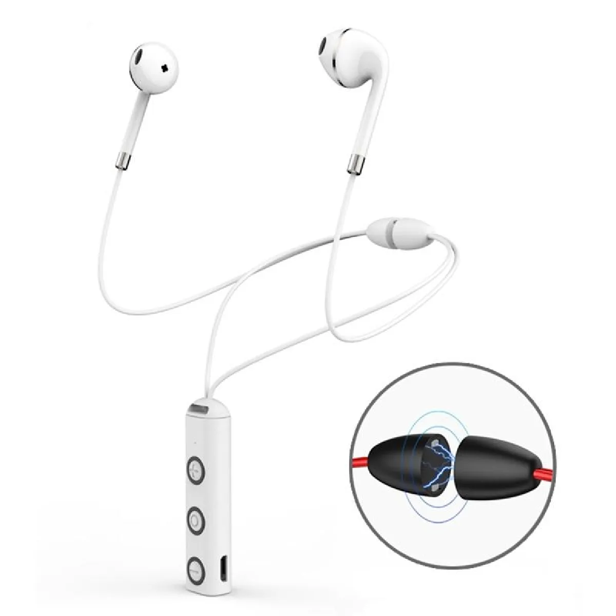 Yonis Blanc Casque Sport Bluetooth Sans Fil Stéréo