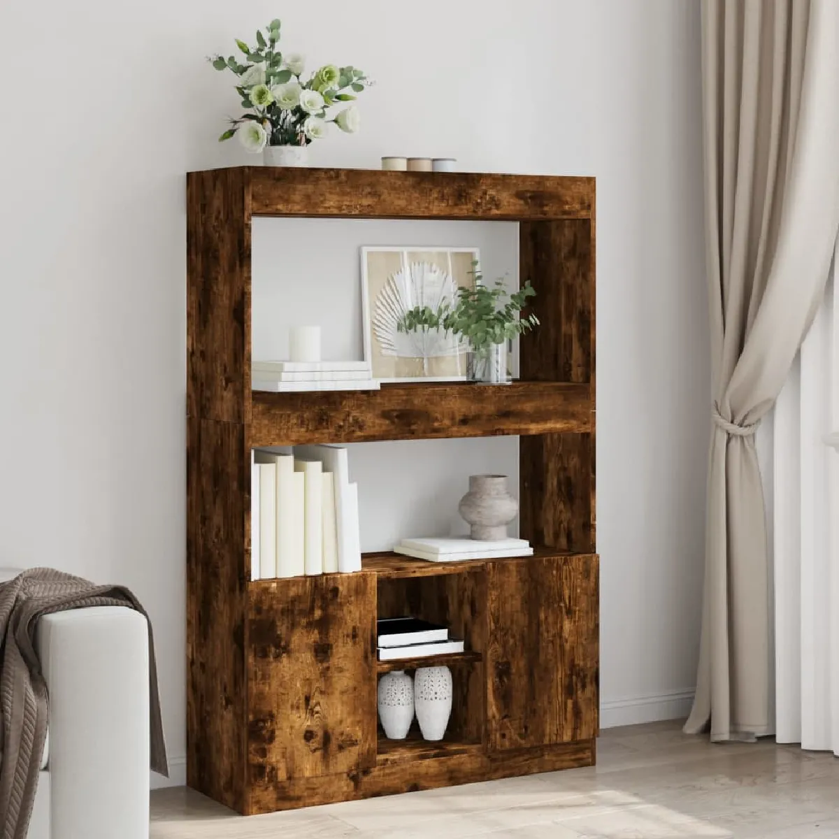 Vidaxl Buffet Haut En Bois - Chêne Fumé